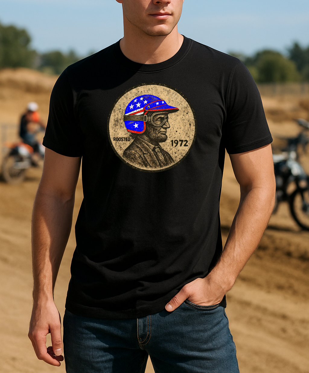 Motocross Graphic T-Shirt America Patriotic Dirt Bike