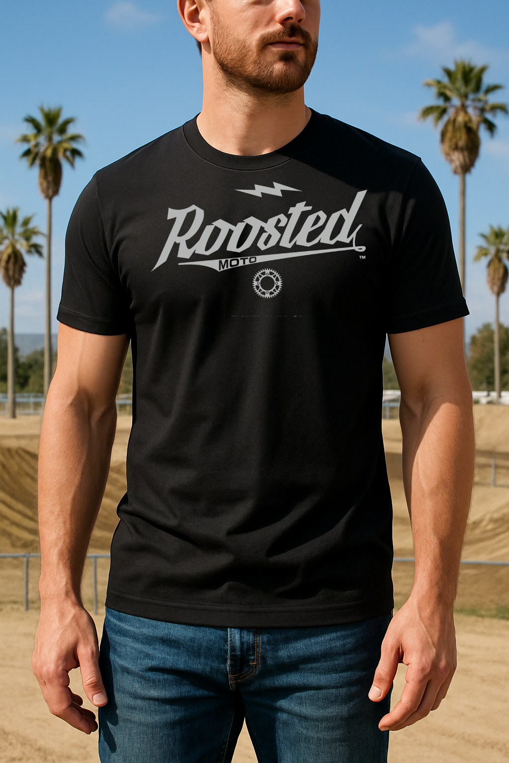 Grey Roosted Text T-Shirt Whip Back